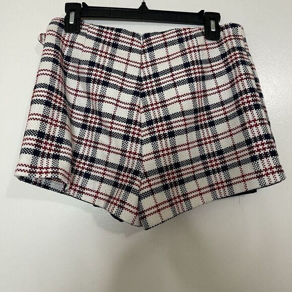 Forever 21 red white plaid tweed knit mini skort skirt size US 27 - Picture 5 of 6